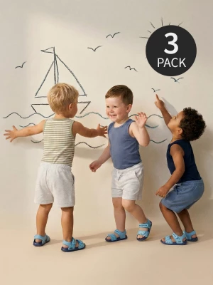 Obrázek produktu Sinsay - Bawełniane body bez rękawów 3 pack - kremowy