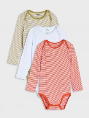Obrázek produktu Sinsay - Bawełniane body w paski 3 pack - czerwony