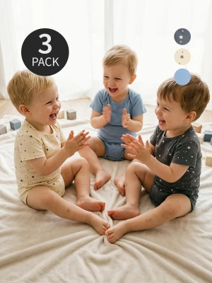 Obrázek produktu Sinsay - Bawełniane body z motywem gwiazdek 3 pack - niebieski