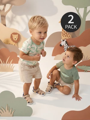 Obrázek produktu Sinsay - Bawełniane body z motywem krokodyli 2 pack - zielony