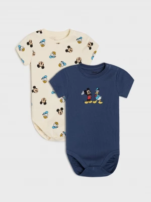 Obrázek produktu Sinsay - Bawełniane body z nadrukiem 2 pack Mickey and Donald - kremowy