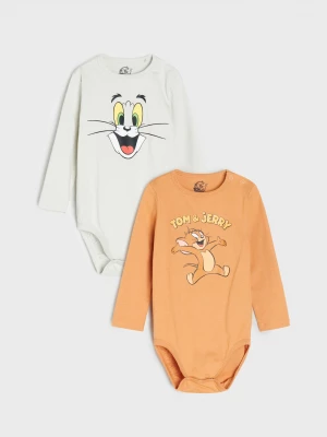 Obrázek produktu Sinsay - Bawełniane body z nadrukiem 2 pack Tom and Jerry - szary