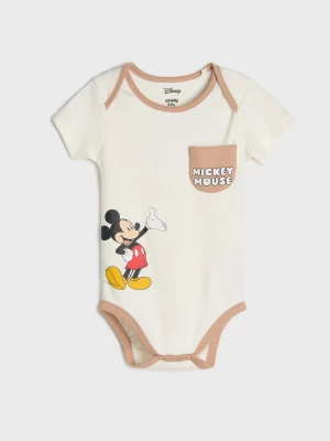 Obrázek produktu Sinsay - Bawełniane body z nadrukiem Mickey Mouse - kremowy
