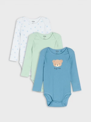 Obrázek produktu Sinsay - Bawełniane body z prążkowanej dzianiny 3 pack - szary