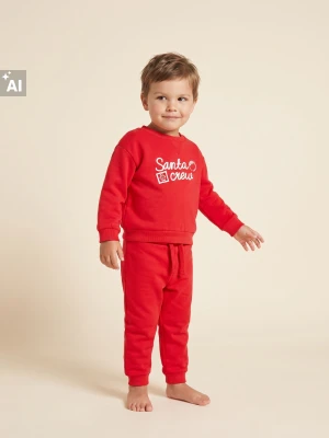 Obrázek produktu Sinsay - Bawełniany komplet: bluza crewneck i spodnie jogger z motywem świątecznym - czerwony