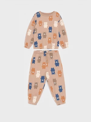 Obrázek produktu Sinsay - Bawełniany komplet: bluza i spodnie w misie - brązowy