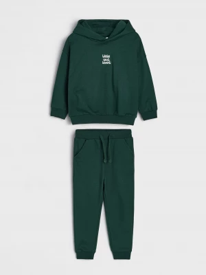 Obrázek produktu Sinsay - Bawełniany komplet: bluza z kapturem i spodnie jogger - zielony