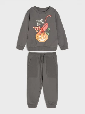 Obrázek produktu Sinsay - Bawełniany komplet: bluza z motywem Halloween, świecącym w ciemności nadrukiem i spodnie Winnie the Pooh - szary