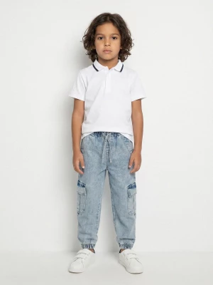 Obrázek produktu Sinsay - Jeansy jogger comfort cargo z efektem sprania - niebieski