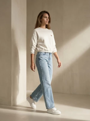 Obrázek produktu Sinsay - Džínové kalhoty wide straight leg s efektem seprání - tyrkysová