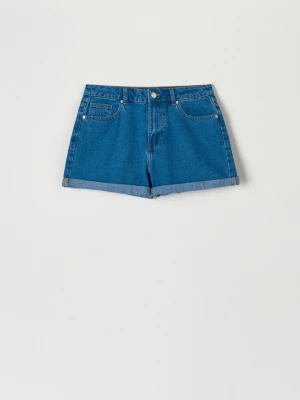 Obrázek produktu Sinsay - Džínové kraťasy high waist mom - námořnická modrá