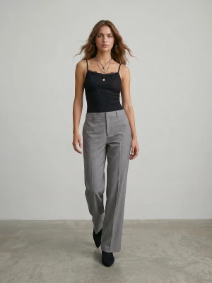 Obrázek produktu Sinsay - Elegantní kalhoty straight leg se směsí viskózy - šedá