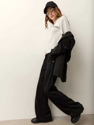 Obrázek produktu Sinsay - Elegantní kalhoty wide leg s příměsí viskózy - černá