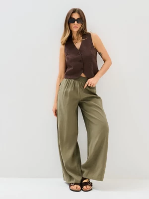 Obrázek produktu Sinsay - Kalhoty wide leg s modalem - tmavě zelená