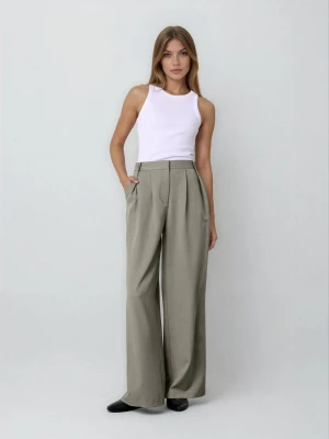 Obrázek produktu Sinsay - Kalhoty wide leg - tmavě zelená