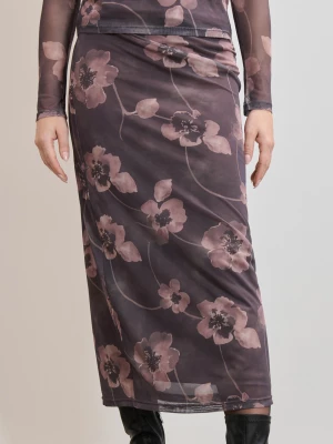 Obrázek produktu Sinsay - Květinová midi sukně - hnědá