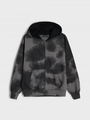 Obrázek produktu Sinsay - Rozpinana bluza z kapturem ze wzorem tie-dye - czarny
