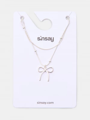 Obrázek produktu Sinsay - Náhrdelníky s mašličkou a korálky 2 pack - sříbrná