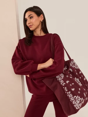 Obrázek produktu Sinsay - Oversize mikina bez kapuce typu crewneck - kaštanová