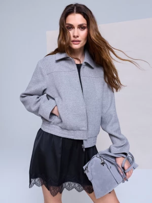 Obrázek produktu Sinsay - Pletená bomber bunda s prošíváním - šedá