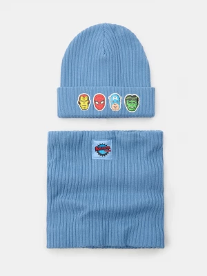 Obrázek produktu Sinsay - Prążkowany komplet z domieszką wiskozy: czapka beanie i komin Marvel 2 pack - szary