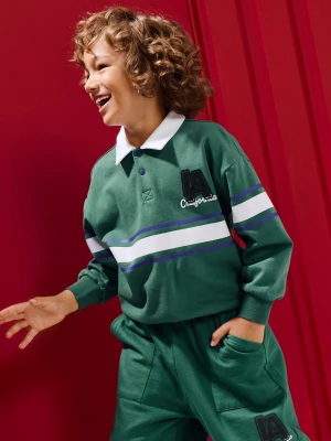 Obrázek produktu Sinsay - Bluza polo w paski z bawełną - zielony