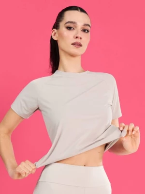 Obrázek produktu Sinsay - Sportovní tričko z perforovaného materiálu Gym Hard - béžová