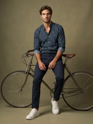 Obrázek produktu Sinsay - Vzorovaná košile slim fit - námořnická modrá