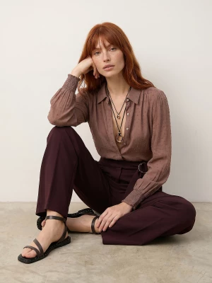 Obrázek produktu Sinsay - Wide leg kalhoty s páskem z materiálu tech-poly - burgundy