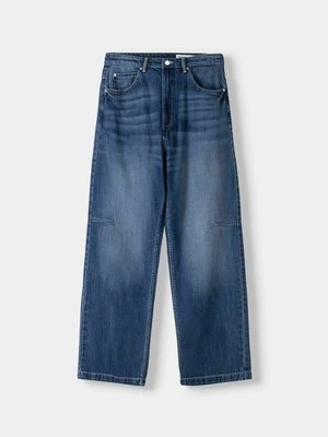 Obrázek produktu Široké džíny Bershka tmavě modrá