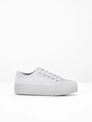 Obrázek produktu Sneakersy na platformie z bawełnianego płótna BonPrix biały