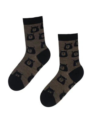 Obrázek produktu Sokisahtel Ponožky 'BEAR WOOL merino wool socks with bears' tmavě hnědá