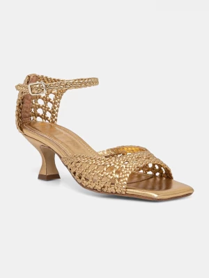 Obrázek produktu Souliers Martinez sandály na nízkém podpatku kožené VERONICA zlatá