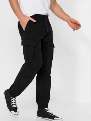 Obrázek produktu Spodnie bojówki ze stretchem i gumką w talii, Regular Fit Straight BonPrix czarny