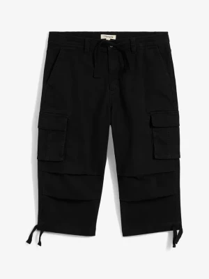 Obrázek produktu Spodnie cargo 3 / 4 ze stretchem, loose fit, bardzo szerokie BonPrix czarny