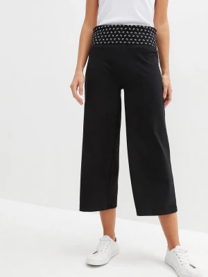 Obrázek produktu Spodnie shirtowe culotte z wygodnym paskiem, dł. do łydki BonPrix czarny