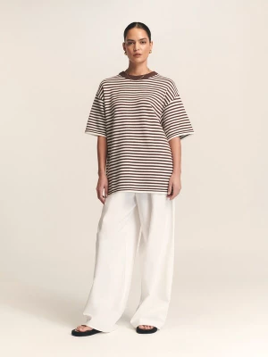 Obrázek produktu St MRLO Oversized tričko 'Vacation' hnědá / bílá