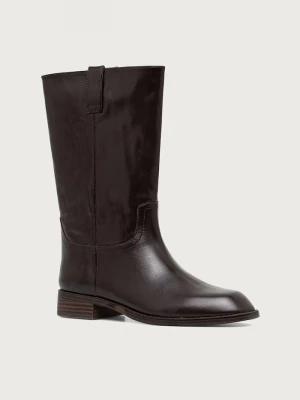 Obrázek produktu Steve Madden kozačky nad kolena na plochém podpatku dámské kožené Primo hnědá