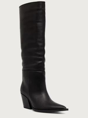 Obrázek produktu Steve Madden kozačky nad kolena na sloupku dámské kožené Menthe černá