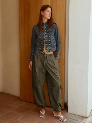 Obrázek produktu Stradivarius Bavlněná Denim Bunda Na Knoflíky Velmi Tmavě Modrá / Odšlichtování