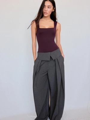 Obrázek produktu Stradivarius Body Z Polyamidu S Hranatým Výstřihem Dark Purple