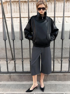 Obrázek produktu Stradivarius Bunda Biker Oversize Z Imitace Kůže Black