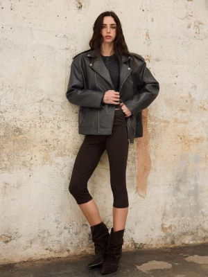 Obrázek produktu Stradivarius Bunda Biker Efektem Kůže Dark Grey