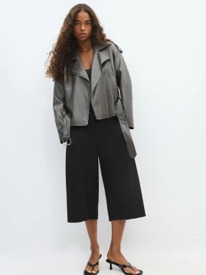 Obrázek produktu Stradivarius Bunda Biker S Páskem Z Imitace Kůže Dark Grey