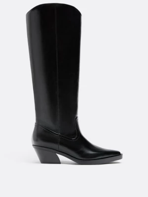 Obrázek produktu Stradivarius Černé Hladké Kozačky Ve Stylu Cow Černá