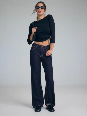 Obrázek produktu Stradivarius D92 Džíny Straight Wide S Roztržením Velmi Tmavě Modrá / Odšlichtování