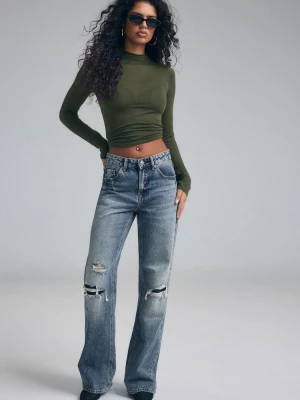 Obrázek produktu Stradivarius D92 Jeans Straight Wide Velmi Tmavě Modrá / Odšlichtování