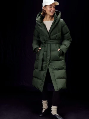 Obrázek produktu Stradivarius Dlouhý Prošívaný Péřový Kabát S Páskem Khaki