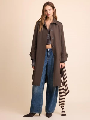 Obrázek produktu Stradivarius Dlouhý Trenčkot S Jednoduchým Zapínáním Brown