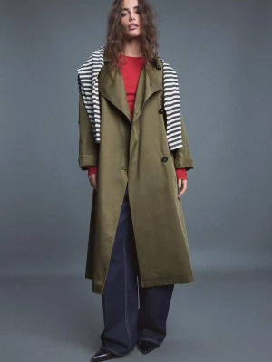 Obrázek produktu Stradivarius Dlouhý Základní Trenčkot Khaki